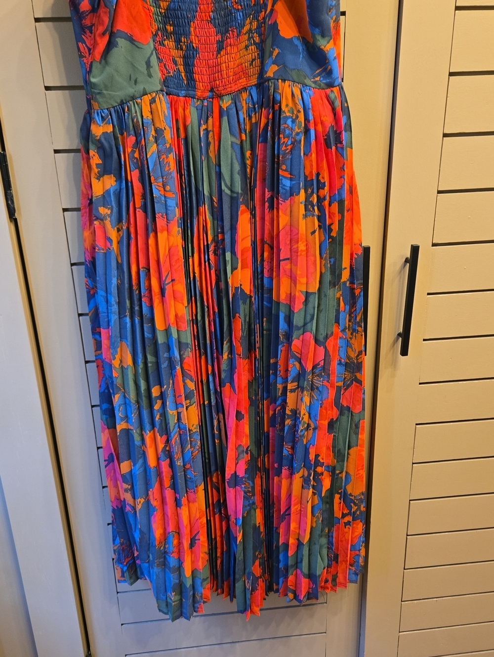 Lulu's Dorothy Dark Blue Multi Floral Print Pleated Midi Dress Size XL - Picture 10 of 10